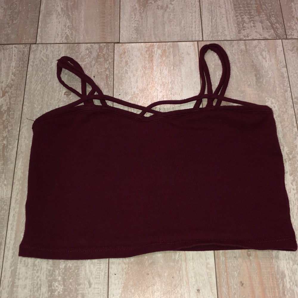 cropped burgundy top